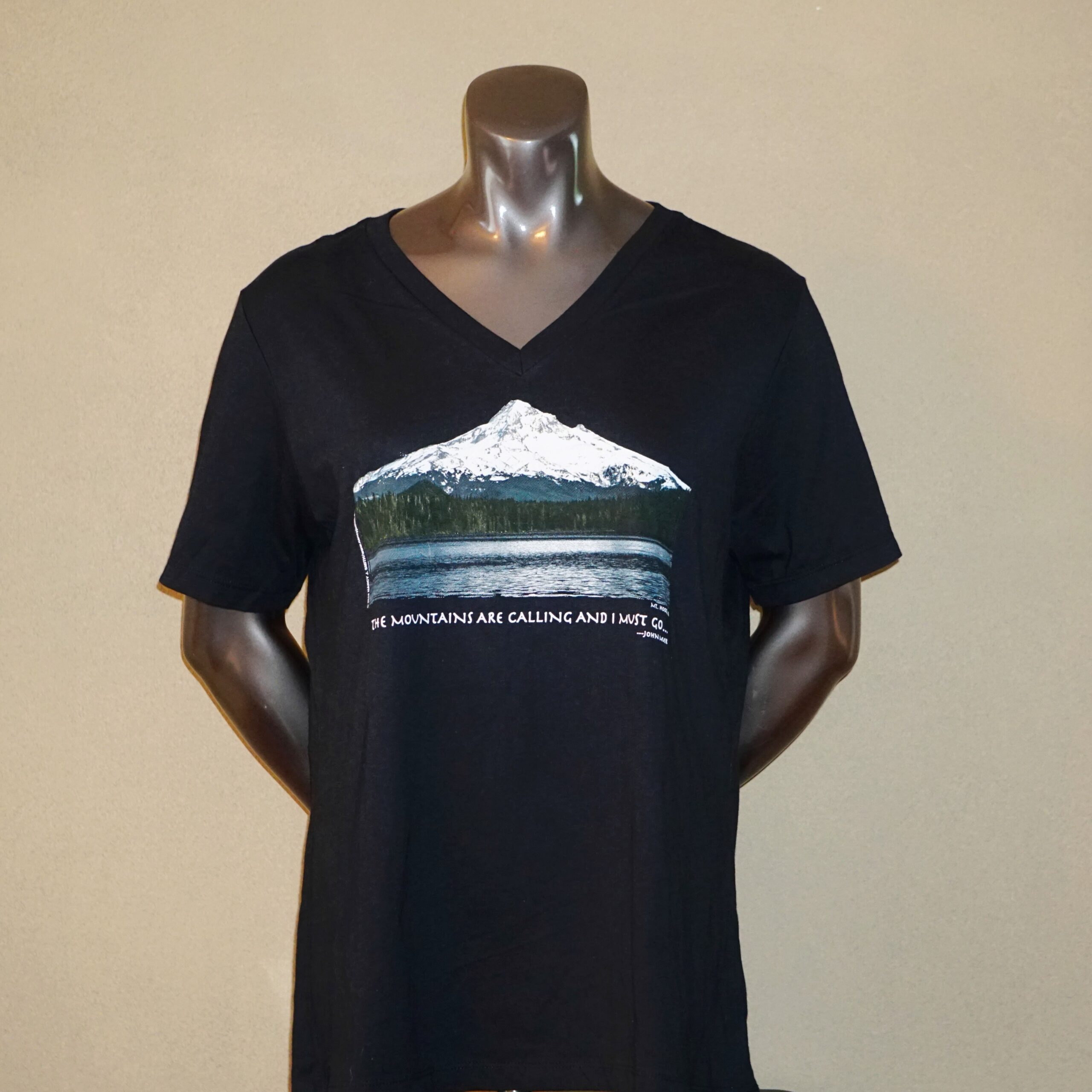 V-Neck Short Sleeve Woman’s T-Shirt W/Mt Hood